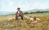 Cu oile la păscut by Ludovic Bassarab, ulei pe carton, sold Dec 2017