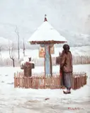 Tudor Vulcana, La troiță, ulei pe carton