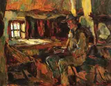 Așteptare by Rudolf Schweitzer–Cumpăna, ulei pe carton, sold Dec 2017