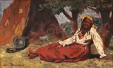 În pădure by Octav Băncilă, 1913-1915, ulei pe pânză, sold Dec 2017