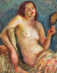 Intimitate by Samuel Mützner, 1945, ulei pe carton, offered Dec 2017