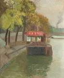 Debarcader pe Sena (spre Pont des Arts) by Theodor Pallady, prima jumătate a anilor '20, ulei pe carton, offered Dec 2017