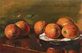 Natură statică cu portocale by Octav Băncilă, anii '30, ulei pe pânză, sold Dec 2017