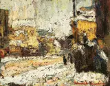 Iarnă grea în București by Rudolf Schweitzer–Cumpăna, ulei pe carton, sold Dec 2017