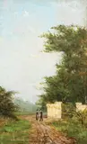 Theodor Aman, Plimbare în parc, 1875-1880, ulei pe lemn