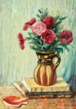 Ulcior cu imortele by Kimon Loghi, ulei pe carton, sold Dec 2017