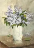 Vas cu liliac by Nicolae I. Angelescu, ulei pe pânză, offered Dec 2017