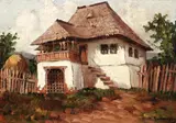 Nicolae Romanescu, Gospodărie țărănească, ulei pe carton