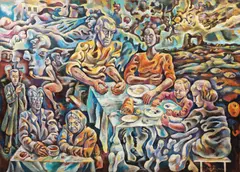 Dan Dumitrescu, Festin, 1988, ulei pe pânză