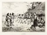 Horă la sat by Theodor Aman, acvaforte şi gravură cu acul, sold Nov 2017