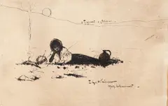 Studiu de țărăncuță by Eustațiu Stoenescu, 1909, tuș pe hârtie, sold Nov 2017