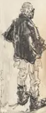 Rudolf Schweitzer–Cumpăna, Țăran din Argeș, 1927, cărbune pe hârtie lipită pe carton