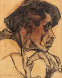 Rudolf Schweitzer–Cumpăna, Portretul unui ţăran, creion şi cărbune pe hârtie