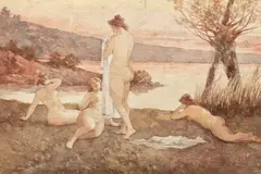 Baigneuses by Eugen Ghika Budești, acuarelă și creion pe carton, sold Nov 2017