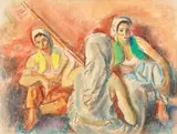 Iosif Iser, Odalisce cu teorbă, pastel pe hârtie