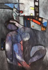 Paul Ackerman, Famme nue, 1965, tempera pe hârtie lipită pe carton