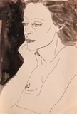 Pe gânduri (Rigo-Dias) by Theodor Pallady, tuş şi laviu pe hârtie, sold Nov 2017