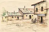 Nicolae Tonitza, Turci la cafenea, Balcic, 1939, acuarelă și tuș pe hârtie