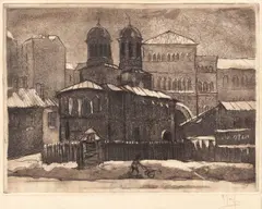 Iosif Rosenblut, Peisaj cu Biserica Enei, acvatintă și verni moale