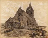 Constantin Petrescu Dragoe, Catedrala din Saint Guenole (Bretania), cărbune pe hârtie
