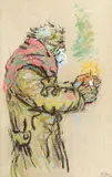 Ion B'Arg Bărbulescu, Seara de înviere, pastel pe hârtie lipită pe carton