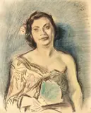 Iosif Iser, Spaniolă, 1947, pastel și cărbune pe hârtie