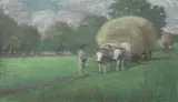 Ludovic Bassarab, Strânsul fânului, pastel pe carton