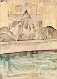 Alexandru Phoebus, Notre Dame, acuarelă pe hârtie