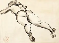 Nud by Eugen Popa, tuș pe hârtie, offered Nov 2017