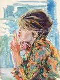 Ligia (Lucia) Macovei, La fereastră, tempera pe hârtie