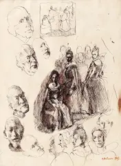 Studiu by Cornel Antonescu, 1974, tuş pe hârtie, offered Nov 2017