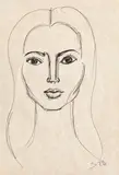 Muza by Sabin Bălașa, peniță pe hârtie, sold Nov 2017