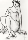La pozat by Constantin Piliuță, 1997, cărbune pe carton, sold Nov 2017