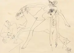 Nocturnă by Constantin Piliuță, 1973, tuș pe hârtie, offered Nov 2017