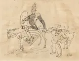 Don Quijote by Constantin Piliuță, tuş pe carton, offered Nov 2017