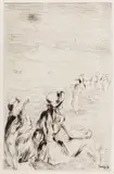 Pierre-Auguste Renoir, Pe plajă la Berneval, gravură cu acul