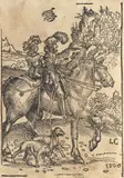 Lucas Cranach, Principe călare însoțit de doamna sa, 1506; tiraj sec. XVII-XVIII, gravură în lemn