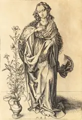 Buna vestire by Martin Schongauer, cca. 1480; tiraj sec. XVI-XVII, gravură cu dăltița, offered Nov 2017