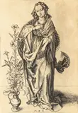 Martin Schongauer, Buna vestire, cca. 1480; tiraj sec. XVI-XVII, gravură cu dăltița