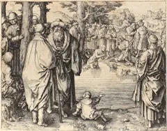 Lucas van Leyden, Botezul Domnului, cca. 1510; tiraj sec. XVI, acvaforte şi gravură cu acul