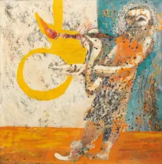 Artist scrib by Mihai Olos, ulei pe pânză, sold Nov 2017