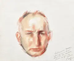Portret by Corneliu Baba, 1981, cerapastel şi accente de guaşă pe hârtie lipită pe carton, sold Nov 2017