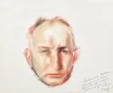 Corneliu Baba, Portret, 1981, cerapastel şi accente de guaşă pe hârtie lipită pe carton