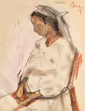 Corneliu Baba, Studiu pentru spălătoreasă, 1959, cerapstel, cărbune şi creion pe hârtie
