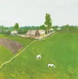 La marginea satului by Constantin Piliuță, 1989, ulei pe pânză, sold Nov 2017