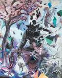 Hortensia Mi Kafchin, Moartea speriată (de cyborg), 2015, basorelief turnat în răşină epoxidică, cu grafit, pictat manual