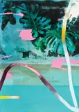 Matei Păcurar, Inner Exotic Space, 2016, ulei, acrilic şi monoprint pe pânză