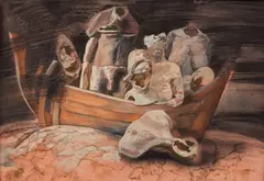 Ion Stendl, Legendă, 1990, tempera şi acuarelă pe hârtie
