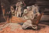 Ion Stendl, Legendă, 1990, tempera şi acuarelă pe hârtie