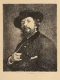 Autoportret by Theodor Aman, acvaforte şi gravură cu acul, sold Nov 2017
